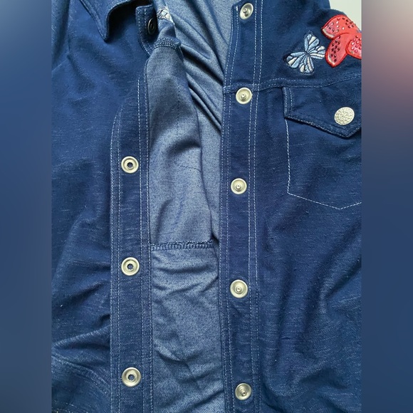 Onque Casual Soft lightweight bling denim jacket, snap buttons, 3/4 sleeves, L - Picture 12 of 12